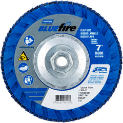 ‎7 × 5/8 - 11″ BlueFire Plastic Flat Flap Disc Type 27 P36 Grit R884P Zirconia Alumina - Americas Industrial Supply