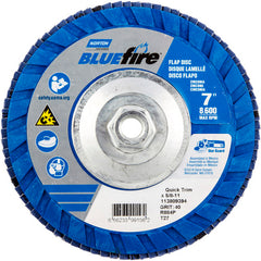 ‎7 × 5/8 - 11″ BlueFire Plastic Flat Flap Disc Type 27 P40 Grit R884P Zirconia Alumina - Americas Industrial Supply
