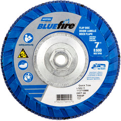 ‎7 × 5/8 - 11″ BlueFire Plastic Flat Flap Disc Type 27 P60 Grit R884P Zirconia Alumina - Americas Industrial Supply