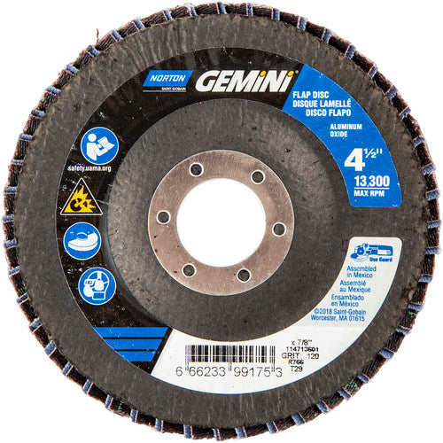 ‎4-1/2 × 7/8″ Gemini Fiberglass Conical Flap Disc Type 29 P120 Grit R766 Zirconia Alumina - Americas Industrial Supply
