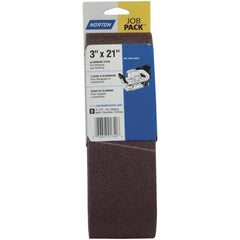 Norton - 3" Wide x 21" OAL, 120 Grit, Aluminum Oxide Abrasive Belt - Americas Industrial Supply