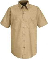 VF Imagewear - Size 3XL, Khaki, General Purpose, Short Sleeve Button Down Shirt - 56" Chest, 2 Pockets, Cotton/Poly Blend - Americas Industrial Supply