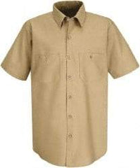 VF Imagewear - Size 3XL, Khaki, General Purpose, Short Sleeve Button Down Shirt - 56" Chest, 2 Pockets, Cotton/Poly Blend - Americas Industrial Supply