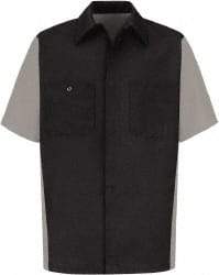 VF Imagewear - Size M, Gray, General Purpose, Short Sleeve Button Down Shirt - 42" Chest, 3 Pockets, Cotton/Poly Blend - Americas Industrial Supply