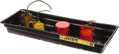 Justrite - 12 Gallon Capacity, 16 Inch Long x 46 Inch Wide, Polyurethane Spill Tray - 16 Inch Diameter, 5-1/2 Inch High, Black - Americas Industrial Supply