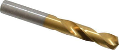 Hertel - 0.358" 135° Spiral Flute High Speed Steel Screw Machine Drill Bit - TiN Finish, Right Hand Cut, 1-3/4" Flute Length, 3-1/16" OAL, Split Point, Straight Shank - Americas Industrial Supply