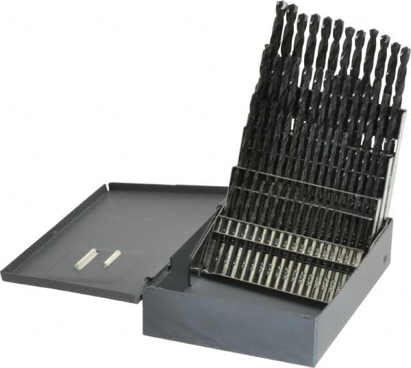 Hertel - 135° Point, Oxide Finish, High Speed Steel Jobber Length Drill Bit Set - Americas Industrial Supply