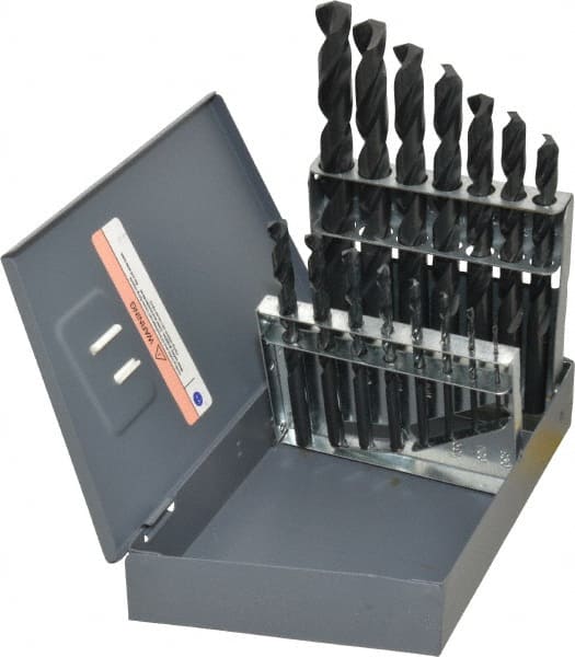 Hertel - 1/16 to 1/2", 135° Point, Oxide Finish, High Speed Steel Jobber Length Drill Bit Set - Americas Industrial Supply