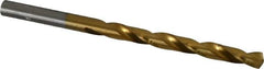 Hertel - Letter A 135° High Speed Steel Jobber Drill - TiN Finish, Right Hand Cut, Spiral Flute, Straight Shank, 3-7/8" OAL, Split Point - Americas Industrial Supply