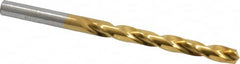 Hertel - Letter J 135° High Speed Steel Jobber Drill - TiN Finish, Right Hand Cut, Spiral Flute, Straight Shank, 4-1/8" OAL, Split Point - Americas Industrial Supply