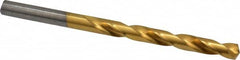 Hertel - Letter K 135° High Speed Steel Jobber Drill - TiN Finish, Right Hand Cut, Spiral Flute, Straight Shank, 4-1/4" OAL, Split Point - Americas Industrial Supply