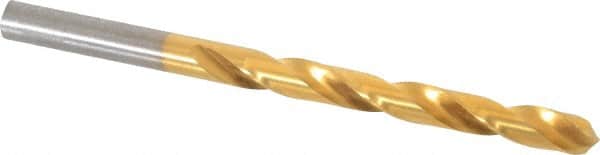 Hertel - Letter L 135° High Speed Steel Jobber Drill - TiN Finish, Right Hand Cut, Spiral Flute, Straight Shank, 4-1/4" OAL, Split Point - Americas Industrial Supply