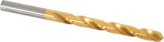 Hertel - Letter L 135° High Speed Steel Jobber Drill - TiN Finish, Right Hand Cut, Spiral Flute, Straight Shank, 4-1/4" OAL, Split Point - Americas Industrial Supply