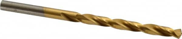 Hertel - #2 135° High Speed Steel Jobber Drill - TiN Finish, Right Hand Cut, Spiral Flute, Straight Shank, 3-7/8" OAL, Split Point - Americas Industrial Supply