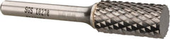 SGS Pro - 1/2" Cut Diam, 1/4" Shank Diam, Cylinder Head Double Cut Burr - Carbide, Flat End, 1" LOC, 2-3/4" OAL - Americas Industrial Supply