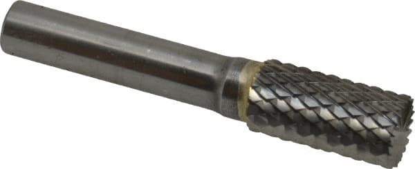 SGS Pro - 1/2" Cut Diam, 3/8" Shank Diam, Cylinder with End Cut Head Double Cut Burr - Carbide, End Cut End, 1" LOC, 3" OAL - Americas Industrial Supply