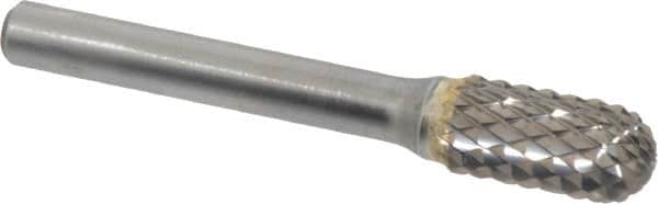 SGS Pro - 3/8" Cut Diam, 1/4" Shank Diam, Cylinder with Radius Head Double Cut Burr - Carbide, Radius End, 3/4" LOC, 2-1/2" OAL - Americas Industrial Supply