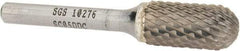 SGS Pro - 1/2" Cut Diam, 1/4" Shank Diam, Cylinder with Radius Head Double Cut Burr - Carbide, Radius End, 1" LOC, 2-3/4" OAL - Americas Industrial Supply