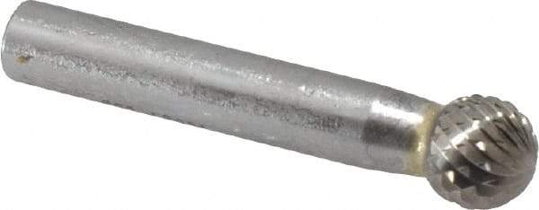 SGS Pro - 1/2" Cut Diam, 3/8" Shank Diam, Ball Head Double Cut Burr - Carbide, Radius End, 7/16" LOC, 2-7/16" OAL - Americas Industrial Supply