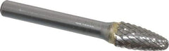 SGS Pro - 3/8" Cut Diam, 1/4" Shank Diam, Tree with Radius Head Double Cut Burr - Carbide, Radius End, 3/4" LOC, 2-1/2" OAL - Americas Industrial Supply