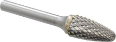 SGS Pro - 1/2" Cut Diam, 1/4" Shank Diam, Tree with Radius Head Double Cut Burr - Carbide, Radius End, 1" LOC, 2-3/4" OAL - Americas Industrial Supply