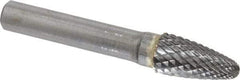 SGS Pro - 1/2" Cut Diam, 3/8" Shank Diam, Tree with Radius Head Double Cut Burr - Carbide, Radius End, 1" LOC, 3" OAL - Americas Industrial Supply