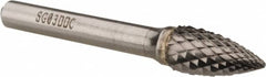 SGS Pro - 3/8" Cut Diam, 1/4" Shank Diam, Tree Head Double Cut Burr - Carbide, Point End, 3/4" LOC, 2-1/2" OAL - Americas Industrial Supply