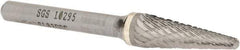 SGS Pro - 3/8" Cut Diam, 1/4" Shank Diam, Taper Head Double Cut Burr - Carbide, Radius End, 1-1/16" LOC, 2-15/16" OAL - Americas Industrial Supply