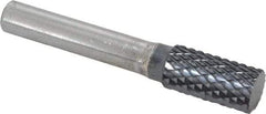 SGS Pro - 1/2" Cut Diam, 3/8" Shank Diam, Cylinder Head Double Cut Burr - Carbide, Flat End, 1" LOC, 3" OAL - Americas Industrial Supply