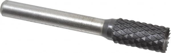 SGS Pro - 3/8" Cut Diam, 1/4" Shank Diam, Cylinder with End Cut Head Double Cut Burr - Carbide, End Cut End, 3/4" LOC, 2-1/2" OAL - Americas Industrial Supply