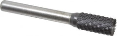 SGS Pro - 3/8" Cut Diam, 1/4" Shank Diam, Cylinder with End Cut Head Double Cut Burr - Carbide, End Cut End, 3/4" LOC, 2-1/2" OAL - Americas Industrial Supply