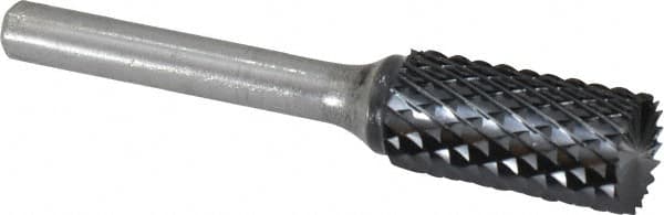 SGS Pro - 1/2" Cut Diam, 1/4" Shank Diam, Cylinder with End Cut Head Double Cut Burr - Carbide, End Cut End, 1" LOC, 2-3/4" OAL - Americas Industrial Supply
