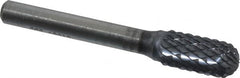 SGS Pro - 3/8" Cut Diam, 1/4" Shank Diam, Cylinder with Radius Head Double Cut Burr - Carbide, Radius End, 3/4" LOC, 2-1/2" OAL - Americas Industrial Supply