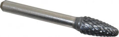 SGS Pro - 3/8" Cut Diam, 1/4" Shank Diam, Tree with Radius Head Double Cut Burr - Carbide, Radius End, 3/4" LOC, 2-1/2" OAL - Americas Industrial Supply