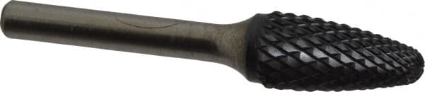 SGS Pro - 1/2" Cut Diam, 1/4" Shank Diam, Tree with Radius Head Double Cut Burr - Carbide, Radius End, 1" LOC, 2-3/4" OAL - Americas Industrial Supply