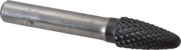 SGS Pro - 1/2" Cut Diam, 3/8" Shank Diam, Tree with Radius Head Double Cut Burr - Carbide, Radius End, 1" LOC, 3" OAL - Americas Industrial Supply