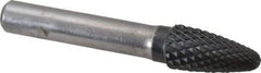 SGS Pro - 1/2" Cut Diam, 3/8" Shank Diam, Tree with Radius Head Double Cut Burr - Carbide, Radius End, 1" LOC, 3" OAL - Americas Industrial Supply