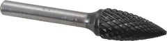 SGS Pro - 1/2" Cut Diam, 1/4" Shank Diam, Tree Head Double Cut Burr - Carbide, Point End, 1" LOC, 2-3/4" OAL - Americas Industrial Supply