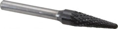 SGS Pro - 3/8" Cut Diam, 1/4" Shank Diam, Taper Head Double Cut Burr - Carbide, Radius End, 1-1/16" LOC, 2-15/16" OAL - Americas Industrial Supply