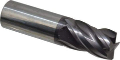 SGS - 1", 4 Flute, Single End, Solid Carbide, 0.04" Corner Radius End Mill - 4" OAL, Right Hand Flute, 1-1/2" LOC, Right Hand Cut - Americas Industrial Supply