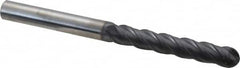 SGS - 1/2" Diam, 3" LOC, 4 Flute Solid Carbide Ball End Mill - AlTiN Finish, Single End, 6" OAL, 1/2" Shank Diam, Spiral Flute - Americas Industrial Supply
