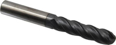 SGS - 3/4" Diam, 3" LOC, 4 Flute Solid Carbide Ball End Mill - AlTiN Finish, Single End, 6" OAL, 3/4" Shank Diam, Spiral Flute - Americas Industrial Supply