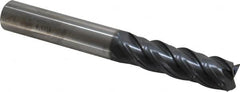 SGS - 5/8", 2-1/4" LOC, 5/8" Shank Diam, 5" OAL, 4 Flute, Solid Carbide Square End Mill - Single End, AlTiN Finish, Spiral Flute, 38° Helix, Centercutting, Right Hand Cut, Right Hand Flute, Series 63 - Americas Industrial Supply