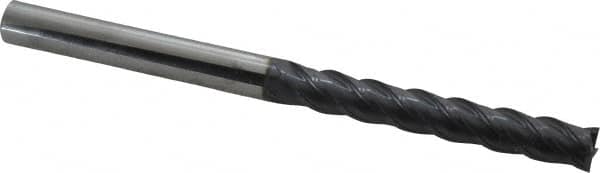 SGS - 7/16", 3" LOC, 7/16" Shank Diam, 6" OAL, 4 Flute, Solid Carbide Square End Mill - Single End, AlTiN Finish, Spiral Flute, 38° Helix, Centercutting, Right Hand Cut, Right Hand Flute, Series 7 - Americas Industrial Supply
