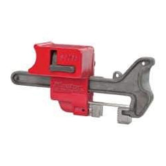 Master Lock - 4 Inch Max Valve Handle Size, Aluminum and Steel Handle On Ball Valve Lockout - 9/32 Inch Max Shackle Diameter, Red - Americas Industrial Supply