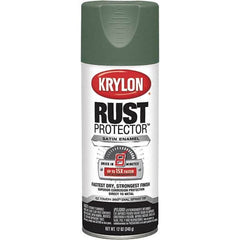 Krylon - Moss Green, Satin, Rust Proof Enamel Spray Paint - 25 Sq Ft per Can, 12 oz Container, Use on Plaster, Glass, Ceramic, Wicker, Concrete, Masonry, Wood, Metal - Americas Industrial Supply