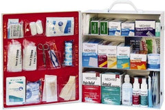 Medique - 1,100 Piece, 100 Person, Industrial First Aid Kit - 13-3/4" Wide x 16-1/4" Deep x 5-1/2" High, Metal Cabinet - Americas Industrial Supply