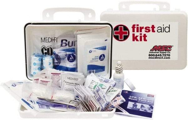 Medique - 150 Piece, 25 Person, Industrial First Aid Kit - 9-1/4" Wide x 6-3/4" Deep x 3" High, Plastic Case - Americas Industrial Supply