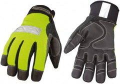 Youngstown - Size XL (10) 3M Scotchlite/Synthetic Leather/Microfleece Waterproof, Windproof & Cold & Heat Protection Work Gloves - For General Purpose, Uncoated, Hook & Loop Cuff, Full Fingered, Black/Hi-Vis Lime, Paired - Americas Industrial Supply