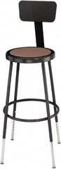 NPS - 14 Inch Wide x 14 Inch Deep x 25 to 32-1/2 Inch High, Steel Base, Adjustable Height Stool - Hardboard Seat, Black - Americas Industrial Supply